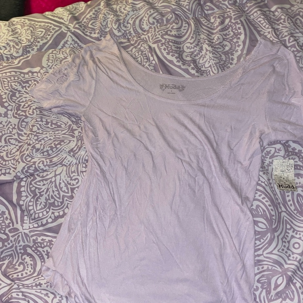 NWT Light purple Mudd short sleeve top, size L